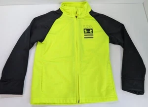 Under Armour Full Zip Track Jacket Neon Yellow & Black Active Pockets Boy Size 4 - Picture 1 of 3