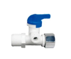 3/8 x 3/8 x 3/8 Inch Angle Stop Adapter Valve Push Connect Plastic & Metal Nut - Picture 1 of 3