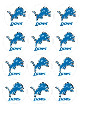 12 rondas de imágenes comestibles de Detroit Sports, imágenes de postres, papel de oblea, precortado Foto 1 de 4