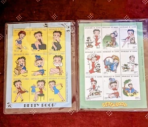 Lot Of 2 Sheets Of Betty Boop Stamps From Guinea & Tchad 1998 1 COA Has # ~ Pics - Picture 1 of 7