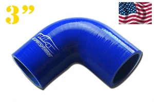 4PLY Silicone 90 Degree Elbow intercooler Joiner Turbo Hose Pipe 76mm 3" Blue - Picture 1 of 7