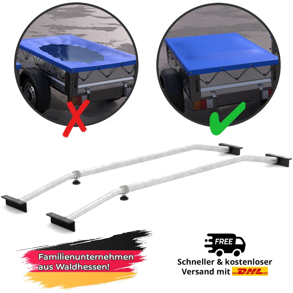 2x Anhänger Planenbügel 100-145 cm | Alu Bügel für Flachplane | Flachplanenbügel - Bild 1 von 4