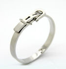 Silver Cuff Bangle Stainless Steel Women Mens Belt design Bracelet silver
