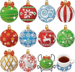 10 Pcs Christmas Ball Diamond Art Coasters DIY /  - Bild 1 von 6