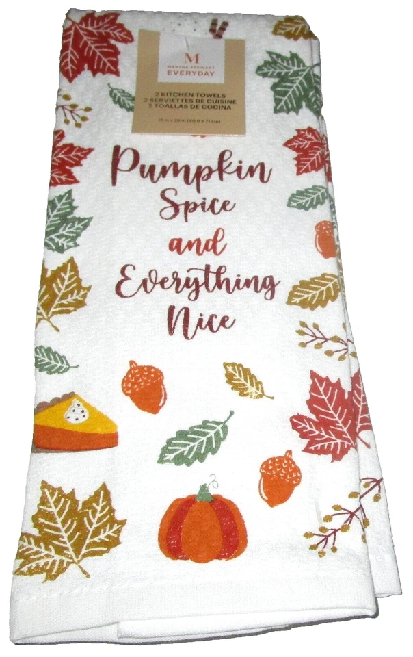 Set of 2 Martha Stewart Kitchen Dish Towels Happy Easter Rabbit 100 Cotton