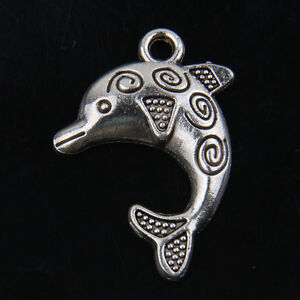 30pcs Tibetan Silver Dolphin Charms For Jewelry Making 31X21MM