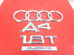 96 97 98 99 00 Audi A4 1.8 T Emblem Logo Letters Badge Trunk Rear Chrome OEM - Picture 1 of 5