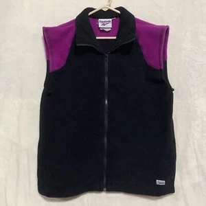 Vintage Reebok Fleece Vest Colorblock Black Purple Soft Made In USA Mens L -XL** - Picture 1 of 9