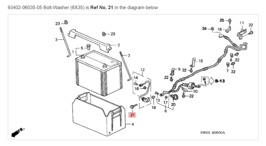 HONDA ACURA GENUINE OEM NSX Bolt-Washer (6X35) Battery ☆ 93402-06035-05 ☆ - Image 1 of 1