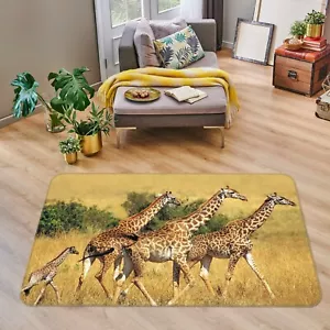 3D Yellow Grass Giraffe N570 Animal Non Slip Rug Mat Round Elegant Carpet Fay - Picture 1 of 5