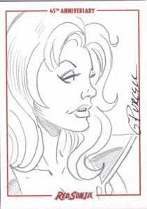 Red Sonja 45th Anniversary 2018 Signed B&W Sketch Card B Gordon Purcell - Picture 1 of 2