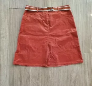 LILLY PULITZER BURNT ORANGE CORDUROY A LINE SKIRT Autumn Belted Size 6 - Picture 1 of 4