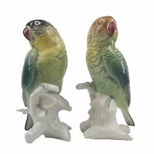 Karl Ens Volkstedt Love Birds Parrots Hand Painted Porcelain Figurines h15cm - Picture 1 of 6