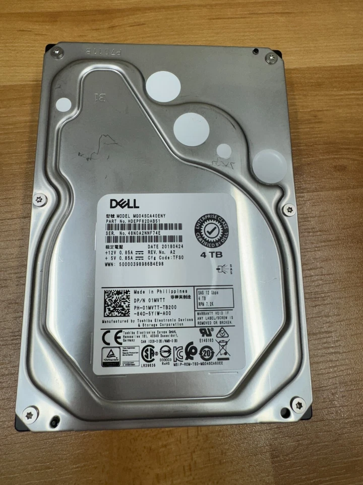 Dell 1MVTT 4TB SAS 12GB/s 7200 3.5" Large Form Factor Hard Drive - Image 1 of 1