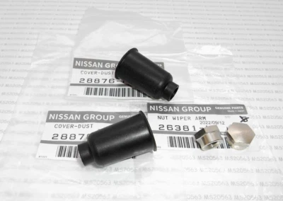 1970-73 Datsun 1200 B110 Windshield Wiper Arm Pivot Shaft Rubber Seal Boots Nuts - Image 1 of 2