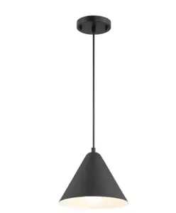 Ford 10 -Watt 1-Light Matte Black Cone Pendant Light with Steel Shade - Picture 1 of 1