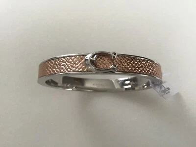  COACH 玫瑰金和银色签名推铰边手镯手链 F76634-全新带标签 — 第 1/4 张图片