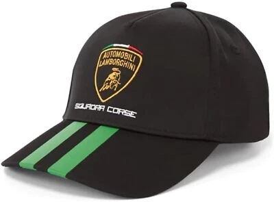 Cappellino pilota Lamborghini Squadra Corse Stripes, cappello bianco/nero - Immagine 1 di 4