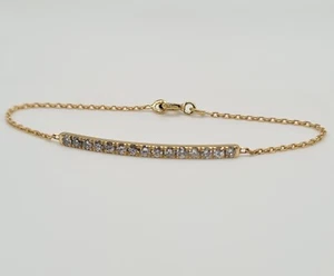 Bracelet en or jaune 18 carats serti d'une barrette de diamants - Imagen 1 de 6