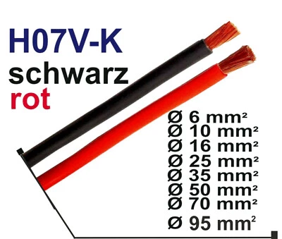 VVOP Stromkabel Batteriekabel H07V-K Ø 6mm² bis Ø 95mm² rot schwarz - Meterware