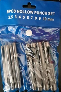9pc Leather Belt Eyelet Hollow Hole Steel Punch Set 2.5mm-10mm Puncher Craft1647 - Picture 1 of 2