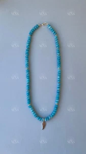 Collana in Angelite Naturale e Argento 925 | Pietra Dura | Ciondolo Ala d'Angelo - Foto 1 di 2