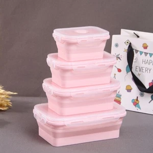 Rectangle Collapsible Silicone Food Container Food Storage Box Camping - Picture 1 of 14