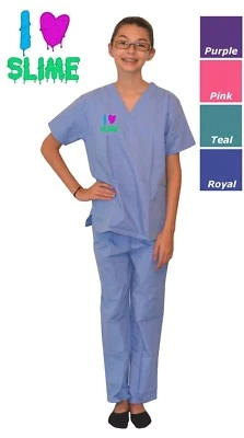 Exfoliantes para niños con diseño de bordado de limo I Love rosa azul púrpura verde Foto 1 de 4