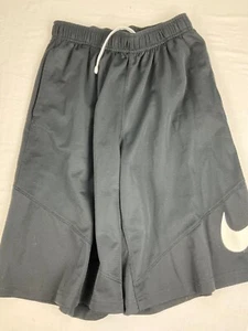 Boy's Nike Swoosh Basketball Short Size Large Black Pocket Drawstring 11" Inseam - Picture 1 of 4