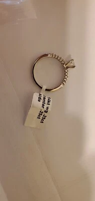 14k Yellow Gold Designer Natural Round Diamond with Diamond Engagement Ring - Image 1 of 4