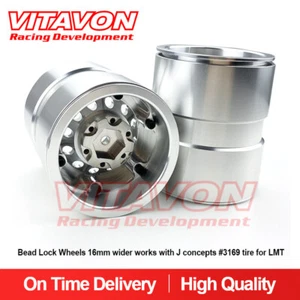 Vitavon LMT Bead Lock Wheels 16mm wider works with J concepts #3169 tire Silver - Picture 1 of 4