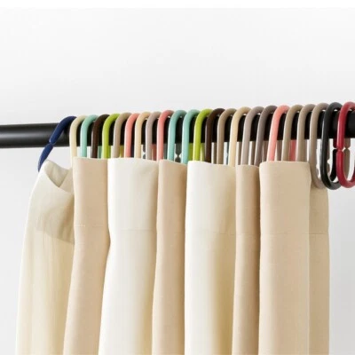 HOMEELABADOR 12 Pcs Shower Curtain Rings Hook Bathroom Plastic Strong Pole Rail Guide Hanger