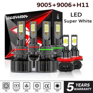 6Pcs Combo 9005+9006+H11 LED Headlight Fog Light Kit High Low Beam Bulbs NEW - Picture 1 of 15