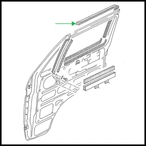VW T3 T25 CAMPER VAN BUS FRONT DOOR UPPER WINDOW FRAME GUIDE RUBBER SEAL L/R - Picture 1 of 1