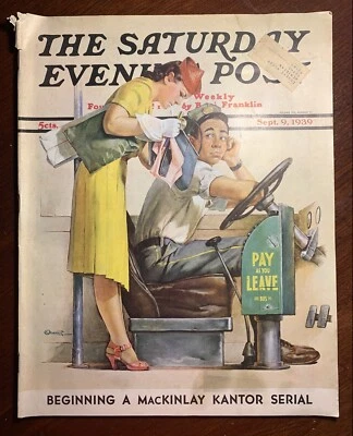 Saturday Evening Post Magazine September 9, 1939 WW2 Era Issue Norman Rockwell - Image 1 of 4