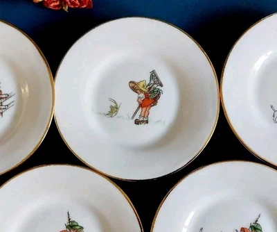 5 kleine Teller Puppengeschirr für Kinder 50er Kaffeegeschirr  10 cm Retro-Dekor - Bild 1 von 4