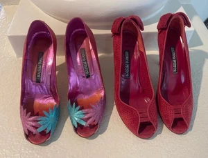 2 PAIRS DESIGNER Andrea Pfister Pumps Size 6 1/2 GUC~AS IS~Made In Italy - Picture 1 of 14