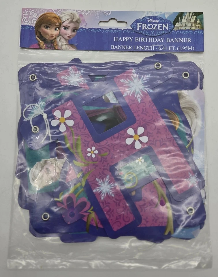 Banner Disney Frozen feliz aniversário 6,41 pés 79596 - Imagem 1 de 4