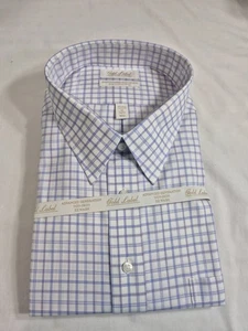 Camicia elegante uomo Roundtree & Yorke etichetta oro taglia 20 36-37 bianco blu puro (01) - Foto 1 di 5