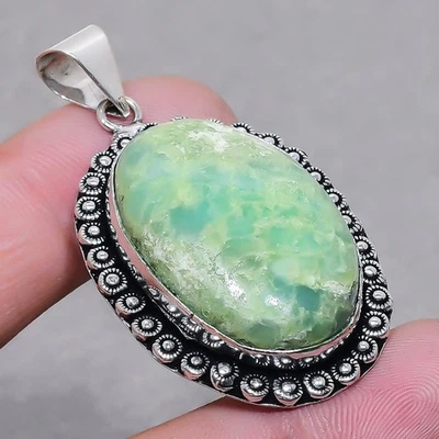 Colgante de joyería de moda hecho a mano con piedras preciosas de forma ovalada de serafinita 2,7" FP 2992 Foto 1 de 4