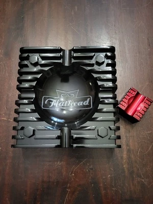 Cenicero de cigarros de metal de cabeza plana CAO-negro y soporte-rojo. ¡Nuevo! ¡ENVÍO RÁPIDO GRATIS! Foto 1 de 4