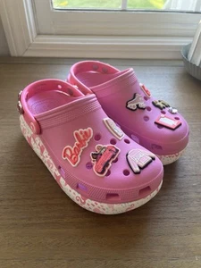 Girls Crocs X Barbie Pink Platform Clogs (Size 4) - Picture 1 of 7