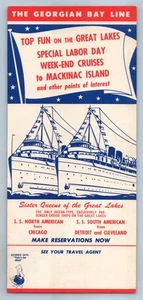 Georgian Bay Line Great Lakes Cruises c1950 SS North American Rates Labor Day - Picture 1 of 3