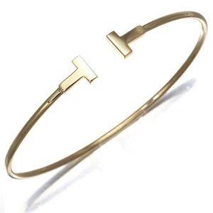 Auth Tiffany&Co. Bracelet Tiffany T Wire Narrow Bangle 18K 750 Yellow Gold - Picture 1 of 5