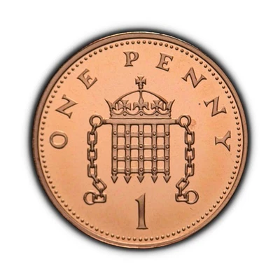 GREAT BRITAIN. 1999, 1 Penny - Elizabeth II, Westminster, Portcullis 3 Proof - Image 1 of 3