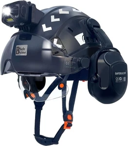 Casco de seguridad SAFEBUILDER con visera faro orejeras ANSI Z89.1 - NUEVO EN CAJA - Imagen 1 de 8