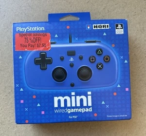 NEW Hori Mini Wired USB PlayStation 4 PS4 Blue Controller PS4-100U Box Wear - Picture 1 of 6