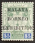 Malaysia Kelantan 1922, $5 Green & Blue Stamp Optd. Mh