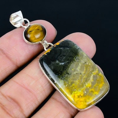 Colgante hecho a mano de 2,56" enchapado en plata 925 de jaspe abejorro Foto 1 de 3