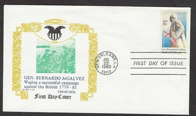 #1826 15c Bernardo De Galvez -Battle of Mobile, 1780- RJT Fulton FDC - Image 1 of 2